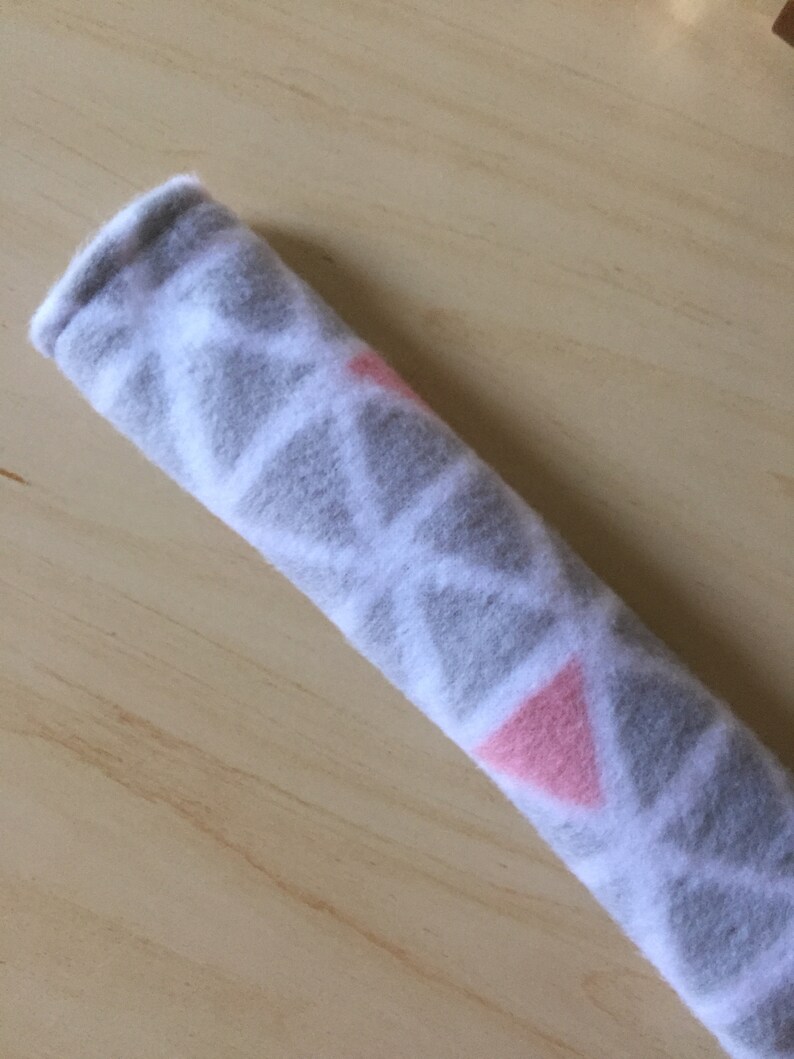 Dog Harness Padding Cover Pink Gray Triangle Pattern 1.75 Inch Width Harness Huggies Soft Fleece Fabric Dog Harness Padding Cover