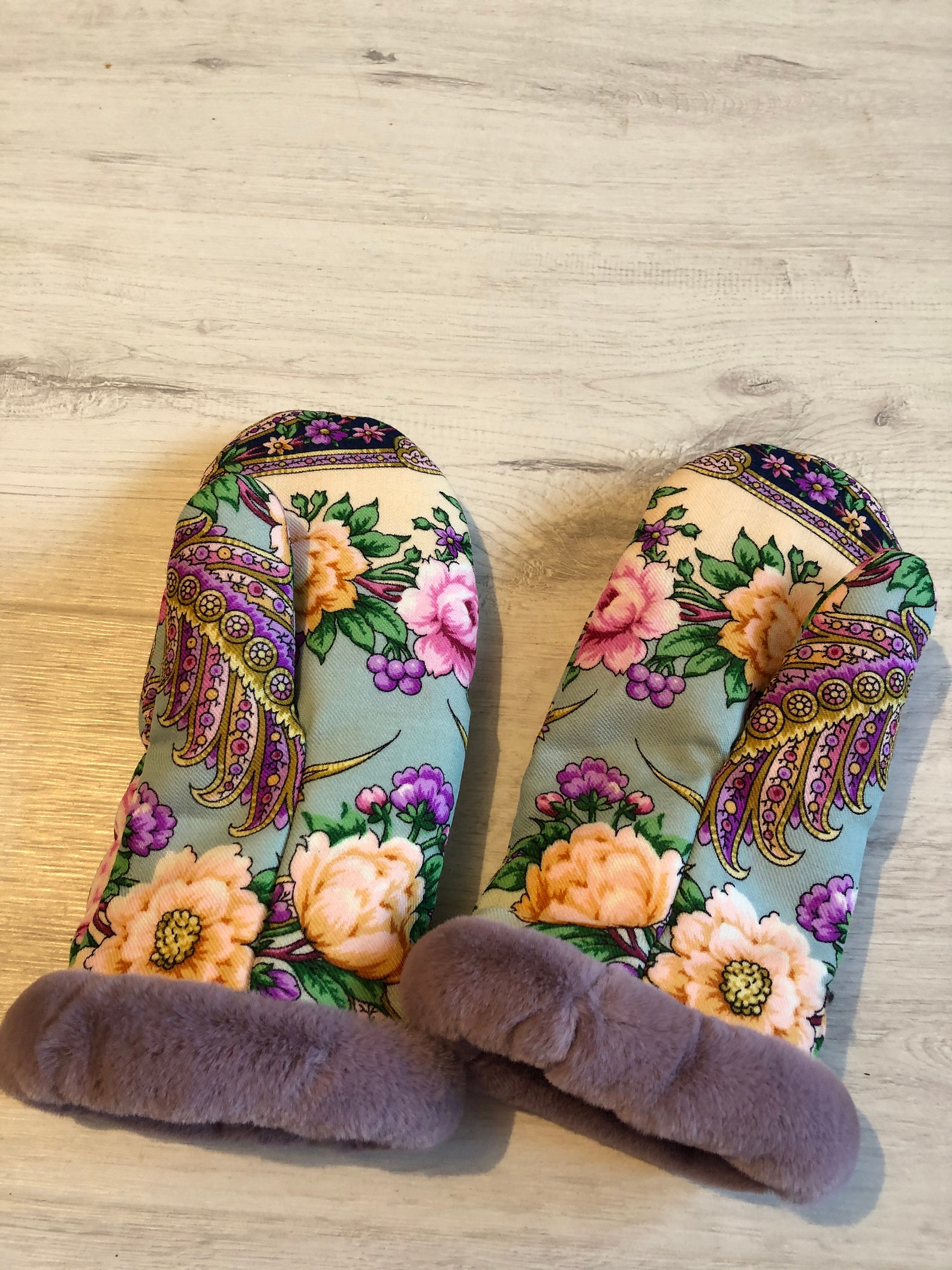 Russian mittens with Fleece Lining mittens from Pavlovo Posad Etsy