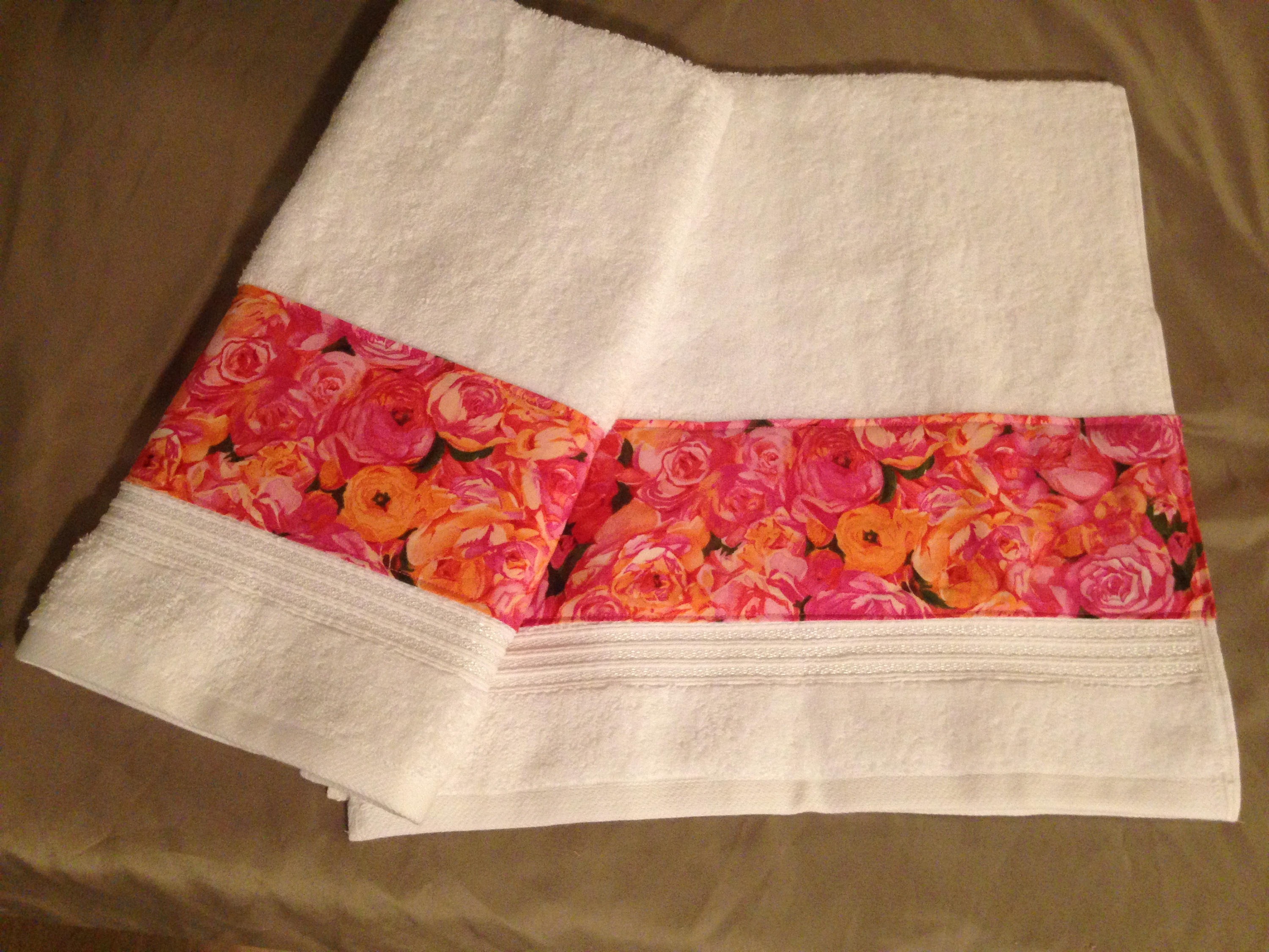 Pink Roses Bathroom Hand Towels Set of 2 New Etsy