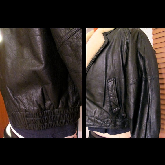 Genuine Leather Shearling Collar BOMBER JACKET Me… - image 7