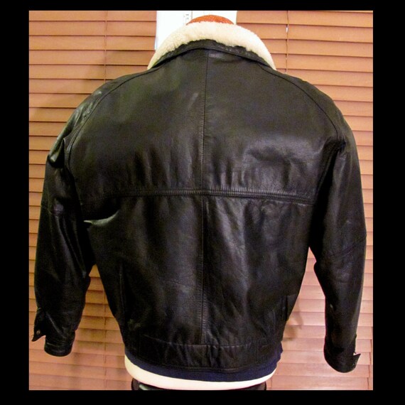 Genuine Leather Shearling Collar BOMBER JACKET Me… - image 2