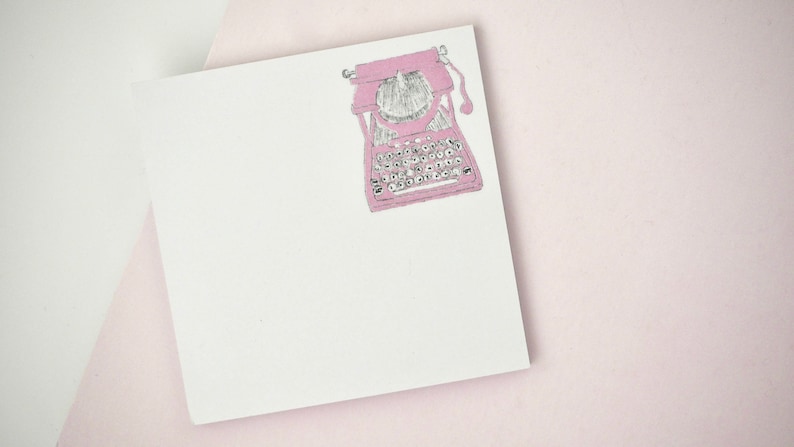 Pink Typewriter Sticky Post It Notes