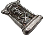 Tombstone Skull And Crossbones Solid Silver .999 Pure Silver Hand Cast 5.69 Troy Ounce UK Hallmarked