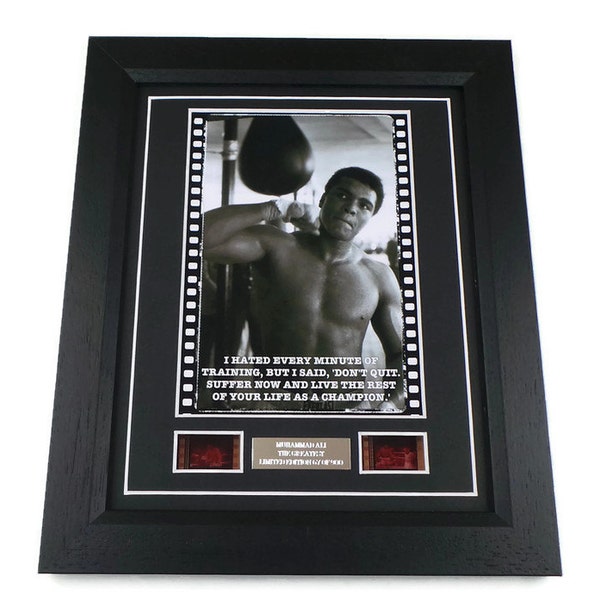 Muhammad Ali Film Cells Boxing Memorabilia Motivational Training Quote Framed or Unframed