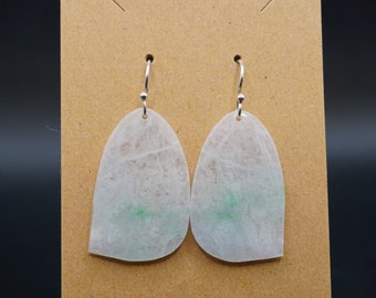 Guatemalan white Luna with imperial green jadeite drop earrings