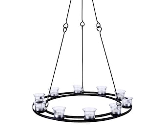 Single Tier Tea Light Chandelier, Tea Light Holder, Candle Holder, Hanging Tea Light Holder, Wedding, Glamping Tea Light Chandelier,