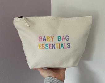 Baby bag essentials zip up embroidered bag. *Personalised option available*