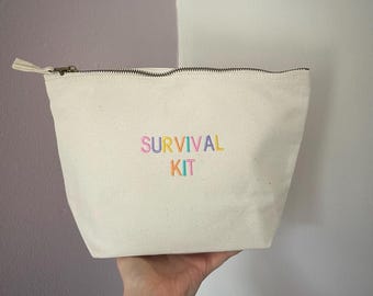 Survival Kit zip up embroidered bag. *Personalised option available*