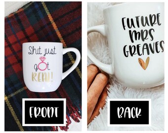 sh*t just got real mug set Couples engagement gift,I'm engaged b*tches sh*t just got real mug set Couples engagement gift,I'm engaged b*tches
