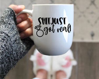 sh*t just got real mug set Couples engagement gift,I'm engaged b*tches sh*t just got real mug set Couples engagement gift,I'm engaged b*tches