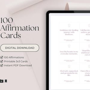 Tarjetas de afirmación de amor propio y confianza: 100 tarjetas imprimibles en formato digital 3x3 en formato PDF