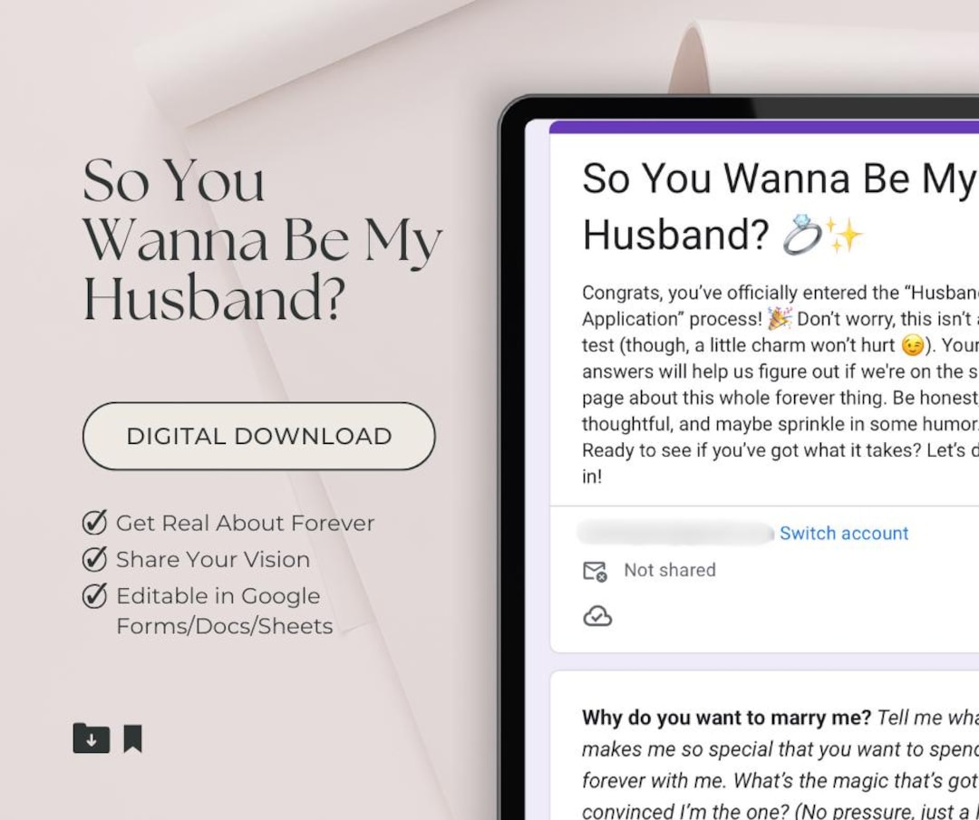 So You Wanna Be My Husband? Husband Application Form for Your Forever ...