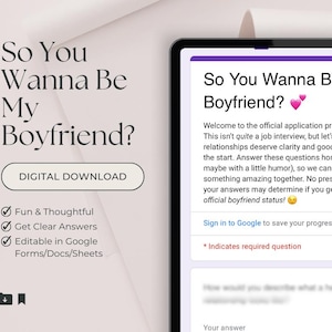 Boyfriend Application Form – Fun & Editable Relationship Form for Intentional Dating | Google Forms