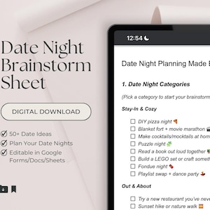Brainstormsheet Ultimate Date Night – 50+ creatieve en leuke date-ideeën