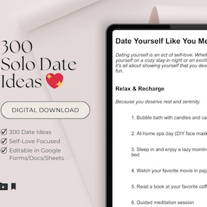 300 Solo Date Ideas – The Ultimate Guide to Embracing Feminine Energy & Confidence | Instant Download