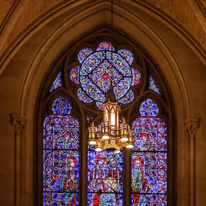 Stained Glass Window Print, Newark NJ, Cathedral Basilica Sacred Heart, Gothic Church, Large Wall Art, Home Decor, Religious Gift