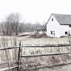 Farmhouse Pictures, Farmhouse Decor, Rustic Barn Print, Large Wall Art, Snow Storm, Snowy Day, Country Decor,