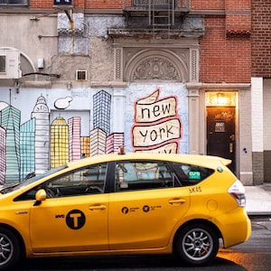 NYC Taxi Cab Photo Street Mural Print, New York City Fine Art Photography, Home Wall Art Decor, I Love NY  Women Men Husband
