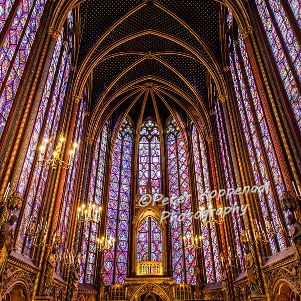 Sainte Chapelle Stained Glass Windows, Paris Photography, Gothic Church, Paris Bedroom Decor, Kitchen Wall Art,