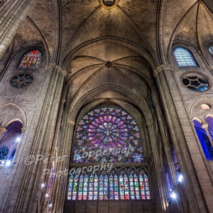 Notre Dame Paris Rose Window Photo, French Cathedral Fine Art Photography, Church Stain Glass, Religious Gift for Women