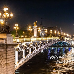 Paris Photography, Paris Street Scene, Mothers Day Gift, Historic Pont Alexandre III Bridge, French Decor Travel Fine Art, France at Night,