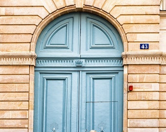 French Woman and Blue Door, Paris Photography, France Fine Art, Rustic Parisian, Travel Decor, I Love Paris,