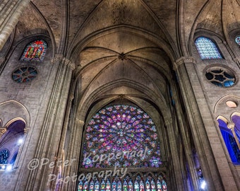 Notre Dame Paris Rose Window, French Cathedral, Church Stained Glass, Fine Art Photography, Religious Gift