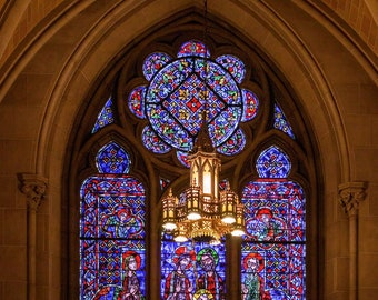 Stained Glass Window Print, Newark NJ, Cathedral Basilica Sacred Heart, Gothic Church, Large Wall Art, Home Decor, Religious Gift