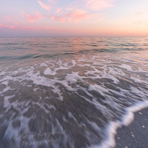 Sanibel Island Sunset Surf Fine Art Print, BOHO Modern Ocean Shore Home Wall Decor, Florida Beach House Wave Lover