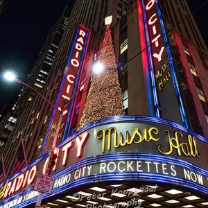 Radio City Music Hall Neon Sign, Christmas Tree, NYC Photography, New York City Wall Art, I Love New York Sign