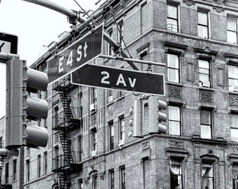 East 4th Street 2nd Avenue Street Sign, East Village, New York Sign, NYC Photography, New York City Wall Art, Greenwich Village