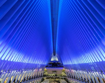 New York City Oculus, Blue Christmas, New York City Wall Art, NYC Photography, Modern Design, Big Apple, I Love  NY, Gift for Her