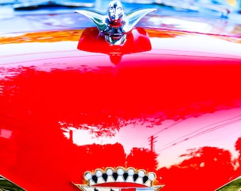 Cadillac Emblem, Vintage Cadillac, Red Cadillac Flying Goddess, Chrome Hood Ornament, Vintage Automotive, Classic Car Lover Gift