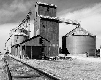 Wyoming Grain Elevator, Railroad Tracks, Wyoming Photography, Railroad Decor, Western Decor, Train Decor, Farmhouse Decor