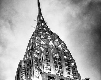 Chrysler Building Black & White NYC Photography, Art Deco Skyscraper, New York City Wall Art