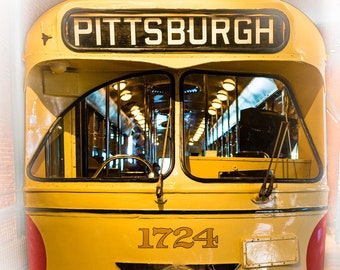 Pittsburgh Trolley Car, Pittsburgh Photography, Wall Art, Yellow Street Car, Fine Art Photography, Steel City