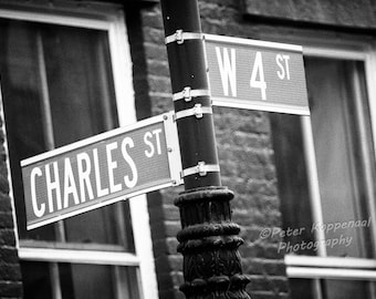 West 4th Street Charles Street Sign, Greenwich Village, West Village, New York City Wall Art, NYC Photography, New York Sign
