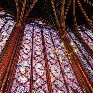 Sainte Chapelle Stained Glass Windows, Paris Photography, French Cathedral Chapel Gothic Church, I Love Paris Bedroom Decor Wall Art