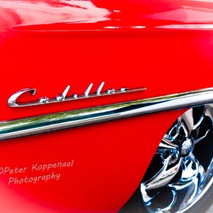 Vintage Cadillac, Red Cadillac, Cadillac Emblem, Cadillac Wall Decor, Old Car Lover Gift, 1950 Car Lover Gift,