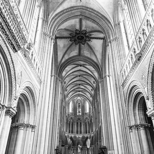 Notre Dame Cathedral, Bayeux, Church, French Cathedral, Home Decor, Religious Wall Art, Stain Glass Window,