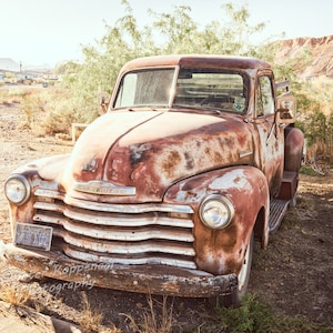 Vintage Chevrolet Truck Photograph, Chevy Pickup, Southwest Decor, Texas Wall Art, Desert Art Print, BOHO Wall Decor, Old Truck