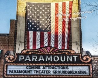 Paramount Movie Theater Print, July 4th Patriotic Decor, Small Town Movie Theater Lover Gift, Travel Photography, Savannah Georgia Wall Art