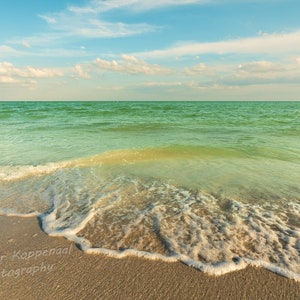 Sanibel Island Sand & Surf Fine Art Print, BOHO Modern Ocean Shore Home Wall Decor, Florida Beach House Wave Lover