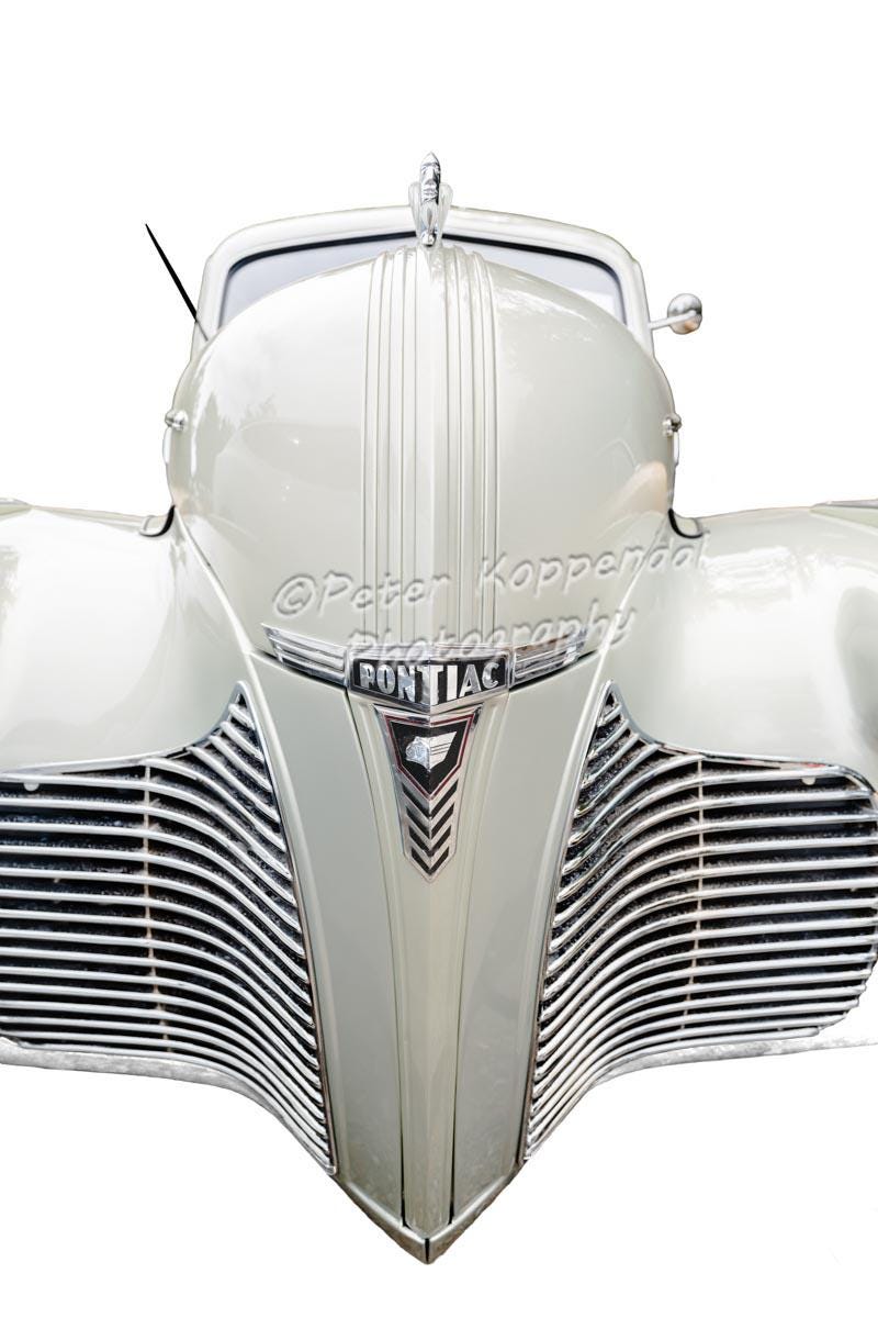 1940 Pontiac Arrow Photograph, Vintage Art Deco Chrome Grille With