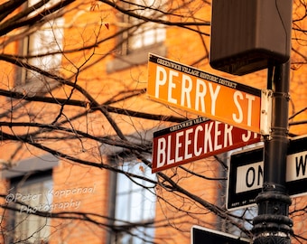 Bleecker Street Sign, Perry Street, NYC Photography, New York City Wall Art, Greenwich Village, West Village, I Love New York Signs