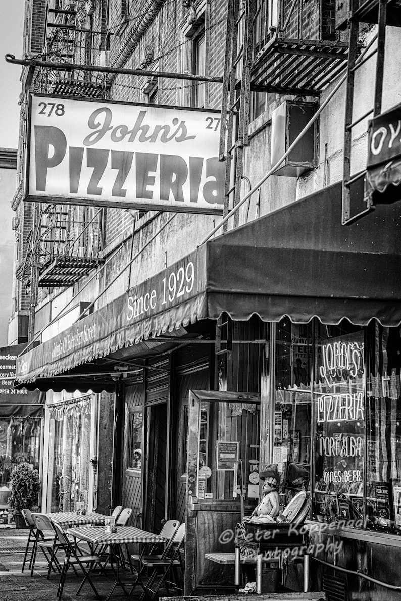 John's Pizza, Greenwich Village, NYC Photography, New York City Wall Art, Pizzaria, Black and White, Bleecker Street, I Love New York image 1