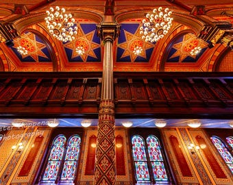 Central Synagogue Print, New York City Photography, Jewish Architecture, Stained Glass Window, Religious Gift