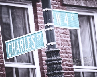 West 4th Street Charles Street Sign, Greenwich Village, West Village, New York City Wall Art, NYC Photography, New York Sign