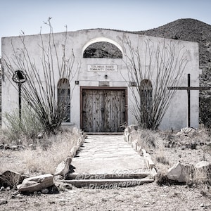Texas Photography, Church Photo, Southwest Decor, Desert Church, Chapel, West Texas, Texas Wall Art,