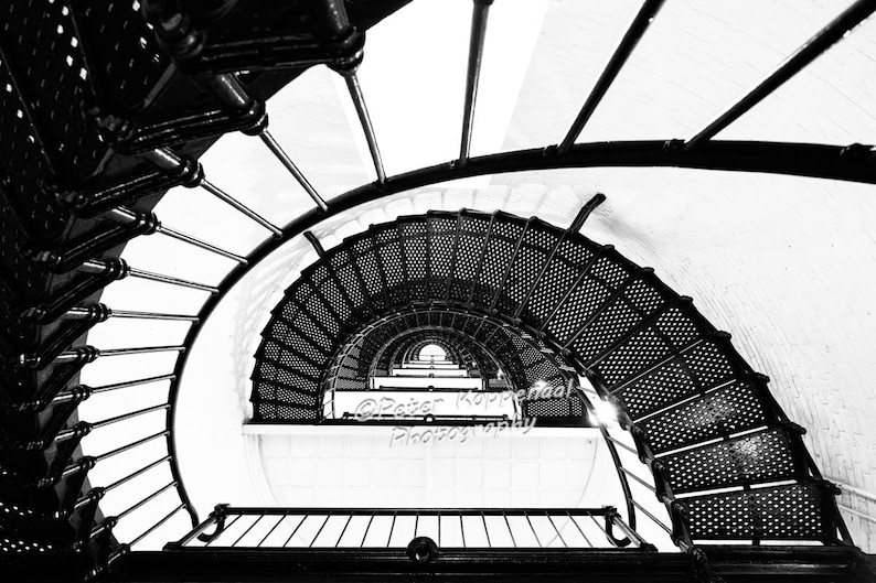 Perforated Iron Railing Spiral Staircase, St. Augustine Lighthouse, Anastasia Island, Historic ...